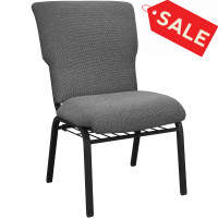 Flash Furniture EPCHT-117 Advantage Black Marble Discount Church Chair - 21 in. Wide
